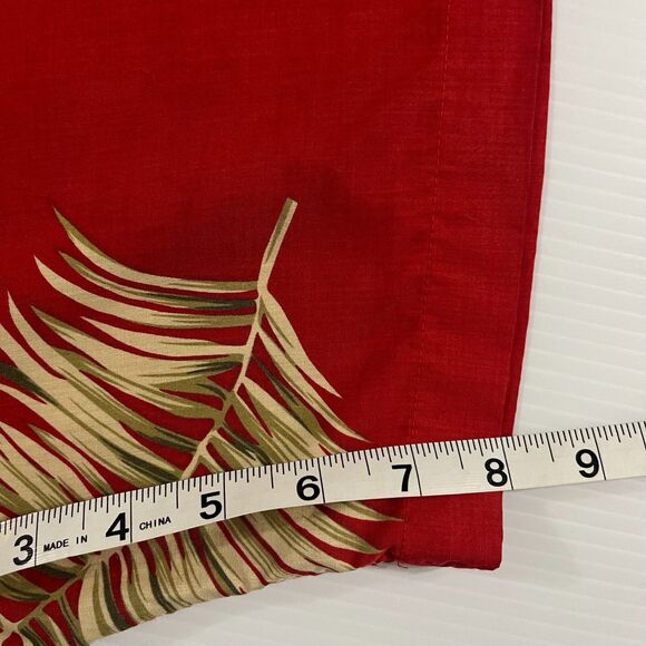 BAMBOO CAY Shirt Men Large Red Short Sleeve Button Leaves Tropical Viscose Blend - Picture 7 of 9